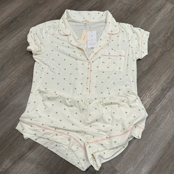Eberjey Gisele Printed Modal Shortie Short Palm Bellini Pajamas PJ Set - Picture 3 of 9